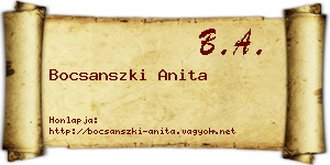 Bocsanszki Anita névjegykártya